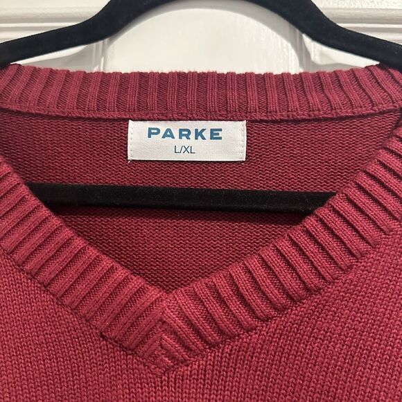 SET Active X Parke Womens V Neck Sweater Red Size L/XL Cotton Soft Knit Top EUC - Picture 2 of 5